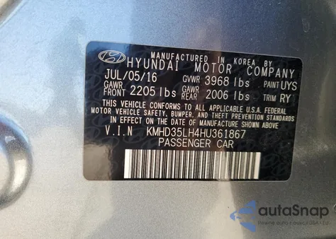 2017 Hyundai Elantra Gt z USA, uszkodzony, nr VIN KMHD35LH4HU361867